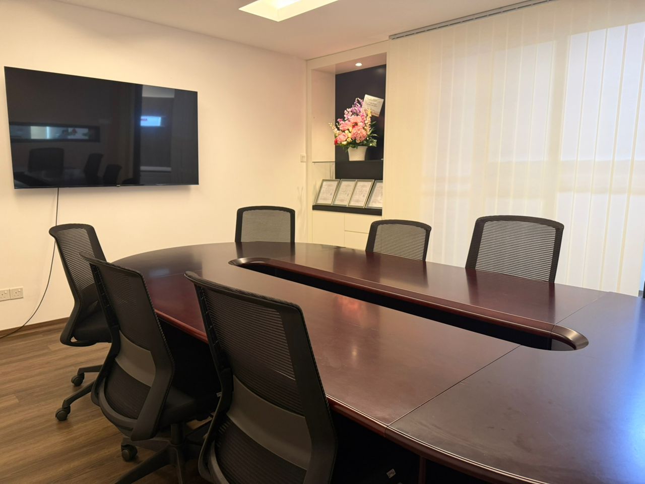 The KSK meeting room with its oval conference table, iCom Square, Kuching